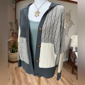 Cato Oversized Boho Patchwork raw seam Cardigan Hoodie